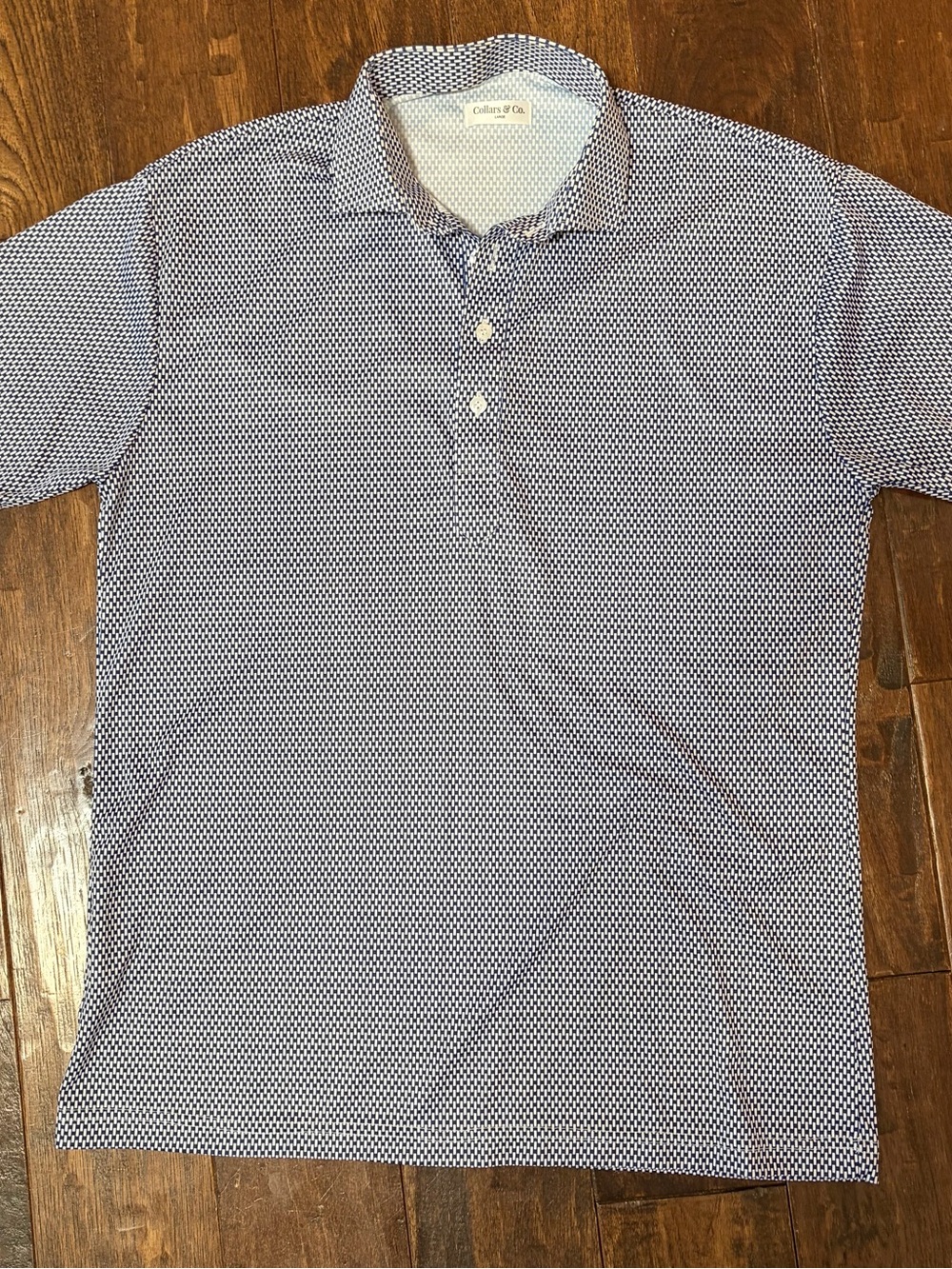 Collars & Co Blue Micro-Pattern Polo